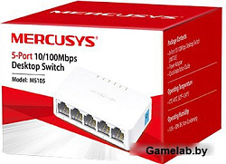 Коммутатор Mercusys MS105 5-портовый 10/100 Мбит/с настольный коммутатор, 5 портов RJ45 10/100 Мбит/