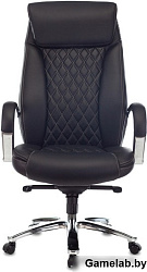 Кресло руководителя Бюрократ T-9924SL черный кожа крестов. металл хром