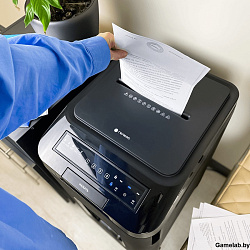 Уничтожитель документов ГЕЛЕОС АП55-4, DIN P-4 (4 ур-нь секр.), фрагмент 3,9х12мм, АВТОПОДАЧА 220 ли