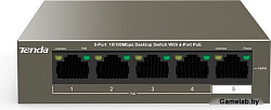 Коммутатор 5PORT 10/100M TEF1105P-4-38W TENDA