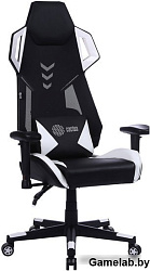 Кресло игровое Cactus CS-CHR-090BLW черный/белый эко.кожа/сетка крестов. нейлон