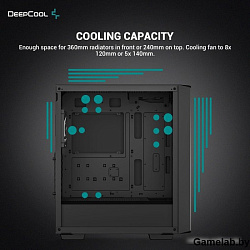 Корпус Deepcool CC560 ARGB V2 без БП, боковое окно (закаленное стекло), 3x120мм ARGB LED вентилятор 