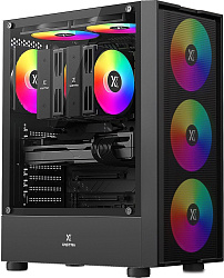 Корпус XASTRA  A301 4FRGB  Black ATX/Mesh/ tempered glass / 4x 120mm FC120-FRGB fans/ A301-BK-FC120F