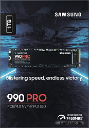 SSD SAMSUNG 990 PRO 1Тб M.2 PCIe Gen4 NVMe MLC Скорость записи 6900 Мб/сек. Скорость чтения 7450 Мб/