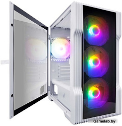 Корпус 1STPLAYER TRILOBITE T3-G White / mATX, TG / 4x 120mm LED fans inc. / T3-G-WH-4F1-W
