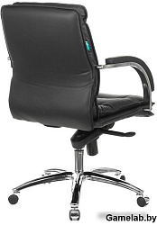 Кресло руководителя Бюрократ T-9927SL-LOW черный кожа низк.спин. крестов. металл хром