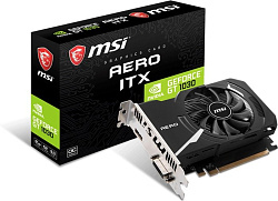 Видеокарта MSI PCI-E GT 1030 AERO ITX 2GD4 OC nVidia GeForce GT 1030 2048Mb 64bit DDR4 1189/2100 DVI