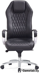 Кресло руководителя Бюрократ _Aura черный кожа крестовина алюминий