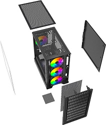 Корпус Powercase Mistral Micro C4B ARGB, Tempered Glass, 4x 120mm ARGB PWM Fan, чёрный, mATX  (CMMCB