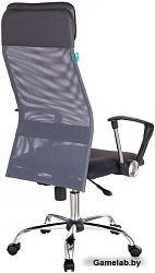 Кресло руководителя Бюрократ KB-6N темно-серый TW-04 TW-12 сетка с подголов. крестовина металл хром