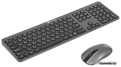 Клавиатура + мышь Оклик 300M клав:серый мышь:серый USB беспроводная slim Multimedia