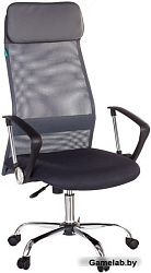 Кресло руководителя Бюрократ KB-6N темно-серый TW-04 TW-12 сетка с подголов. крестовина металл хром