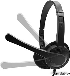 Наушники с микрофоном Оклик HS-M600 черный 1.6м накладные оголовье (1900372)