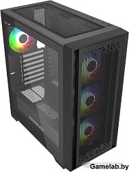 Корпус Powercase ByteFlow Black, Tempered Glass, 4x 120mm ARGB fans, ARGB HUB, чёрный, ATX  (CBFB-A4