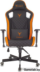 Кресло игровое Knight Outrider черный/оранжевый ромбик эко.кожа с подголов. крестов. металл