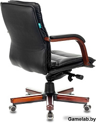 Кресло руководителя Бюрократ T-9927WALNUT-LOW черный кожа низк.спин. крестовина металл/дерево