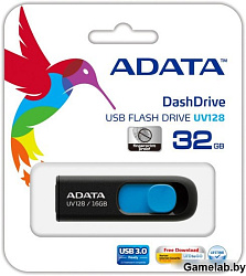 A-Data DashDrive UV128 Black/Blue 32GB (AUV128-32G-RBE)DashDrive UV128 Black/Blue 32GB (AUV128-32G-R