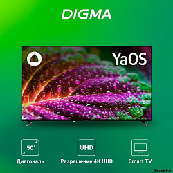 Телевизор LED Digma 50" DM-LED50UBB33 Яндекс.ТВ Frameless черный 4K Ultra HD 60Hz DVB-T DVB-T2 DVB-C