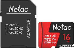Netac P500 Extreme 16GB Pro MicroSDHC V10/U1/C10 up to 100MB/s, retail pack with SD Adapter