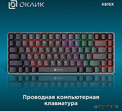 Клавиатура Оклик K615X механическая черный/серебристый USB Multimedia for gamer LED (1934413)