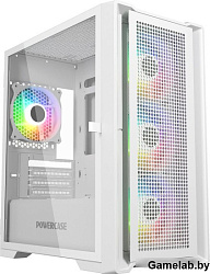 Корпус Powercase Alisio Micro X4W V2, Tempered Glass, 4х 120mm ARGB fans, ARGB HUB, белый, mATX  (CA