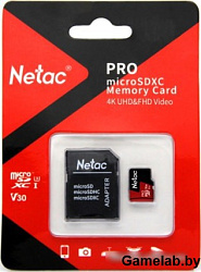 Флеш карта microSDXC 128Gb Class10 Netac NT02P500PRO-128G-R P500 Extreme Pro + adapter