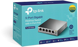 Коммутатор TP-LINK  TL-SG1005P 5-портовый гигабитный настольный коммутатор с 4 портами PoETL-SG1005P
