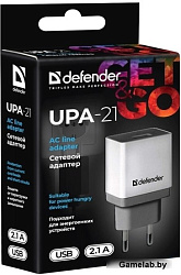 Сетевой адаптер Defender UPA-21 белый, 1xUSB, 5V/2.1А