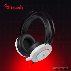 Наушники с микрофоном A4Tech Bloody G521 белый/черный 2.3м мониторные USB оголовье (G521 (WHITE))