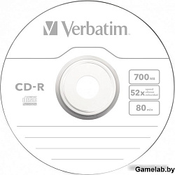 Диск CD-R Verbatim 700Mb 52x Slim case (1шт) (43347)43347