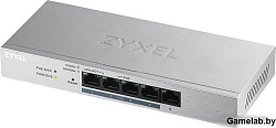 Zyxel Smart коммутатор PoE+ GS1200-5HP, 5xGE (4xPoE+), настольный, бесшумный, бюджет PoE 60 Вт