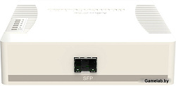MikroTik RB260GSP with 5 Gigabit ports and SFP cage, SwOS, plastic case, PSU, POE-OUT