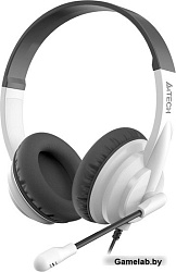 Наушники с микрофоном A4Tech HU-10 черный/белый 2м накладные USB оголовье