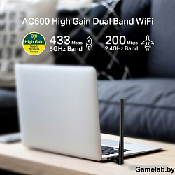 Сетевой адаптер WiFi TP-Link Archer T2U Plus USB 2.0 (ант.внеш.несъем.) 1ант.