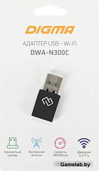 Сетевой адаптер WiFi Digma DWA-N300C N300 USB 2.0 (ант.внутр.) 1ант. (упак.:1шт)