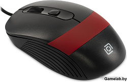 Мышь Оклик 310M черный/красный оптическая (2400dpi) USB для ноутбука (4but)
