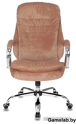 Кресло руководителя Бюрократ T-9950SL Fabric светло-коричневый Velvet 90 крестов. металл хром