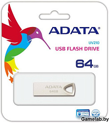 Флеш накопитель 64GB ADATA UV210, USB 2.0, Металлич. Серебро