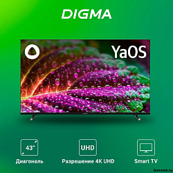 Телевизор LED Digma 43" DM-LED43UBB33 Яндекс.ТВ Frameless черный 4K Ultra HD 60Hz DVB-T DVB-T2 DVB-C