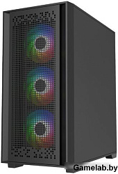 Корпус Powercase ByteFlow Black, Tempered Glass, 4x 120mm ARGB fans, ARGB HUB, чёрный, ATX  (CBFB-A4
