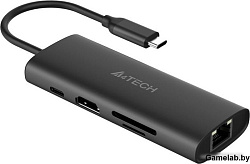 Разветвитель USB-C A4Tech DST-80C 2порт. серый
