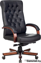 Кресло руководителя Бюрократ T-9928WALNUT/ECO черный эко.кожа крестов. металл/дерево