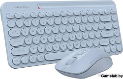 Клавиатура + мышь A4Tech Fstyler FG3200 Air клав:синий мышь:синий USB беспроводная slim Multimedia
