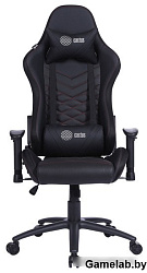 Кресло игровое Cactus с RGB-подсветкой черный/красный эко.кожа с подголов. крестов. сталь