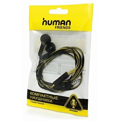 Наушники-вкладыши c микрофоном Human Friends Travel Sound "Acid" Black with yellow cable, Acid