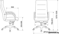 Кресло руководителя Бюрократ T-9927SL черный кожа крестов. металл хром