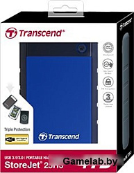 External HDD 2.5" USB3.0 Transcend 4Tb StoreJet 25H3B (TS4TSJ25H3B) Anti-Shock Black/Blu RTL