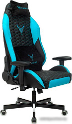 Кресло игровое Knight Neon черный/голубой соты эко.кожа с подголов. крестов. металл