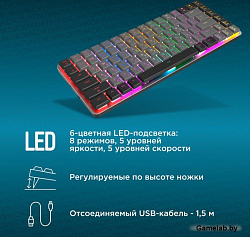 Клавиатура Оклик K615X механическая черный/серебристый USB Multimedia for gamer LED (1934413)