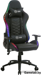 Кресло игровое Cactus с RGB-подсветкой черный эко.кожа с подголов. крестов. сталь